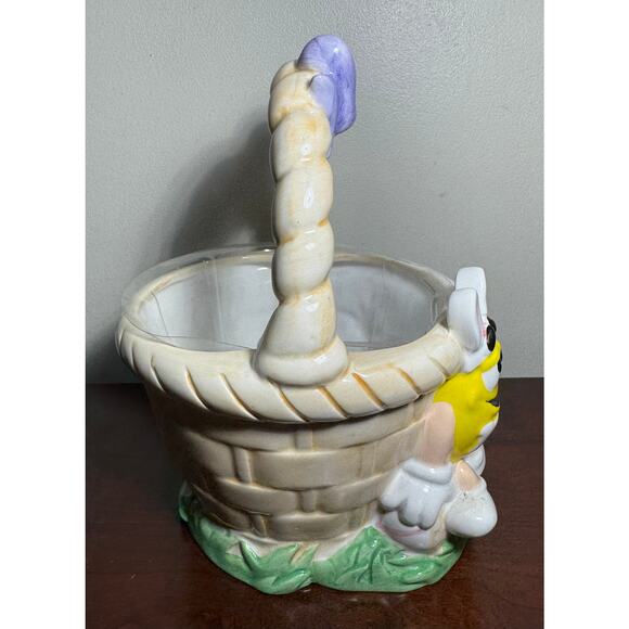 Red & Yellow M&M’s Mars Candy Ceramic Easter Basket Mars FTD Planter 9” Tall - Picture 2 of 8